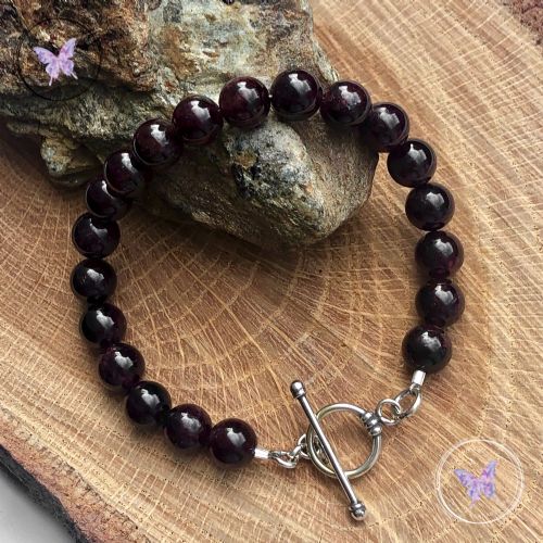 Garnet Healing Bracelet With Silver Toggle Clasp